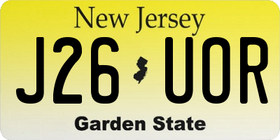 NJ license plate J26UOR