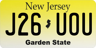 NJ license plate J26UOU