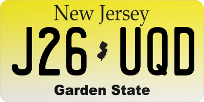 NJ license plate J26UQD