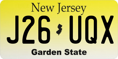 NJ license plate J26UQX