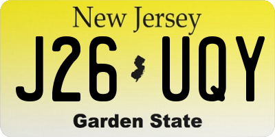NJ license plate J26UQY