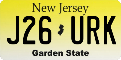 NJ license plate J26URK