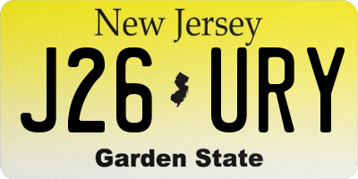 NJ license plate J26URY