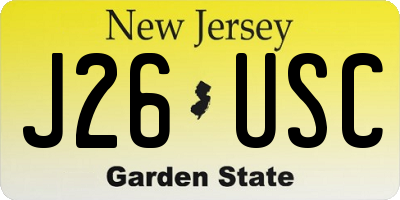NJ license plate J26USC