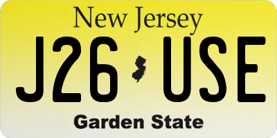 NJ license plate J26USE