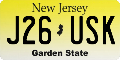 NJ license plate J26USK