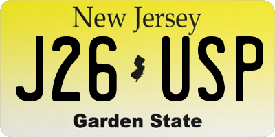NJ license plate J26USP