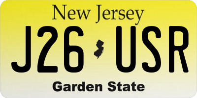 NJ license plate J26USR