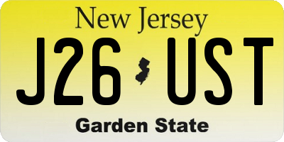 NJ license plate J26UST