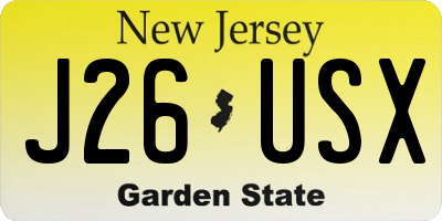 NJ license plate J26USX