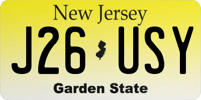 NJ license plate J26USY
