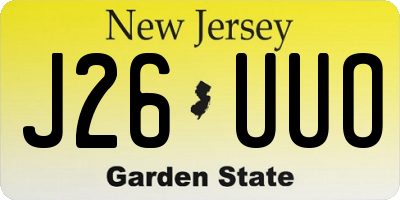NJ license plate J26UUO