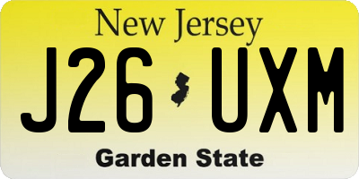 NJ license plate J26UXM