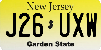 NJ license plate J26UXW