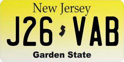 NJ license plate J26VAB