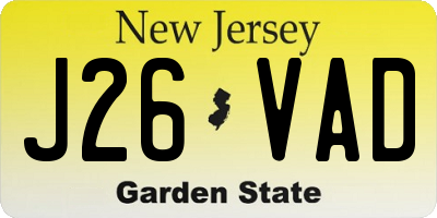 NJ license plate J26VAD