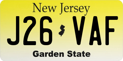 NJ license plate J26VAF