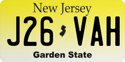 NJ license plate J26VAH