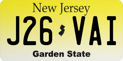 NJ license plate J26VAI