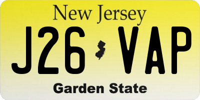 NJ license plate J26VAP