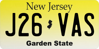 NJ license plate J26VAS