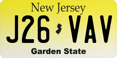 NJ license plate J26VAV