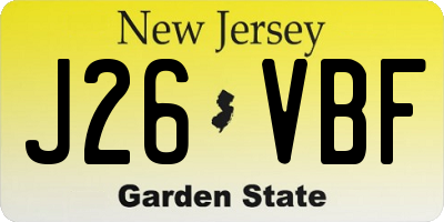 NJ license plate J26VBF