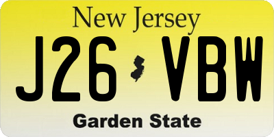 NJ license plate J26VBW