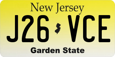 NJ license plate J26VCE