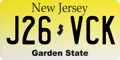 NJ license plate J26VCK