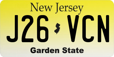 NJ license plate J26VCN