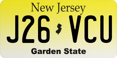 NJ license plate J26VCU