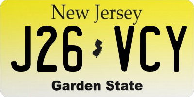 NJ license plate J26VCY