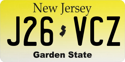 NJ license plate J26VCZ