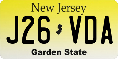NJ license plate J26VDA