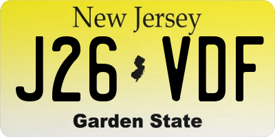 NJ license plate J26VDF