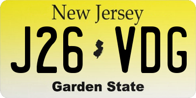 NJ license plate J26VDG
