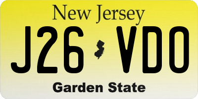 NJ license plate J26VDO