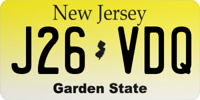 NJ license plate J26VDQ