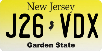 NJ license plate J26VDX