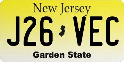 NJ license plate J26VEC