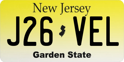NJ license plate J26VEL