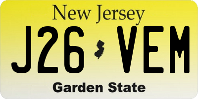 NJ license plate J26VEM