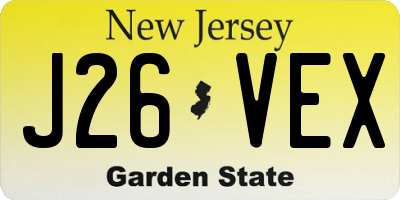 NJ license plate J26VEX