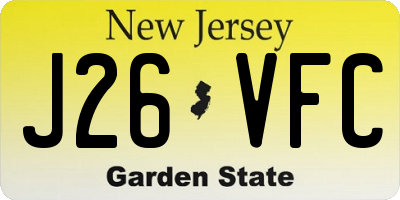 NJ license plate J26VFC
