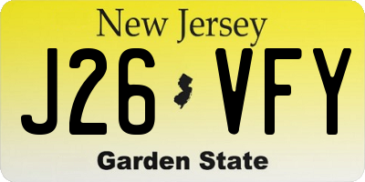 NJ license plate J26VFY