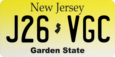 NJ license plate J26VGC