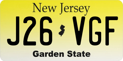 NJ license plate J26VGF