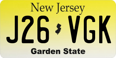 NJ license plate J26VGK
