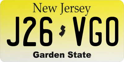 NJ license plate J26VGO
